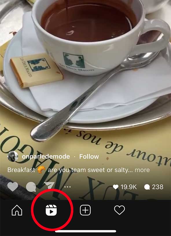 Instagram Reels-Tab zeigt Kurzvideos verschiedener User